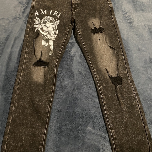 AMIRI Charcoal Distressed Skinny Jeans - Picture 1 of 5